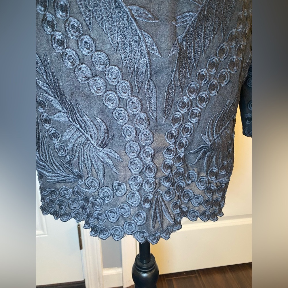 PILYQ Barcelona Luxury Swimwear Sheer Black Embroidered Cover Up Dress Large D - Picture 3 of 6